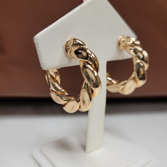 Gold plated moon hoops - Picture 2 of 2